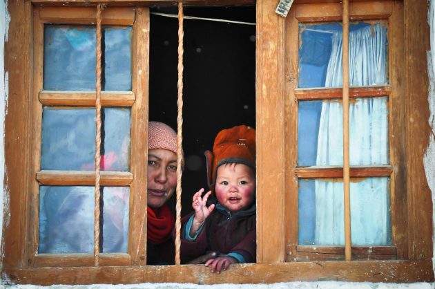 Mother and Son at window, Zangla, Zanskar, Ladakh