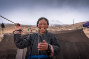 Changpa woman in rebo,