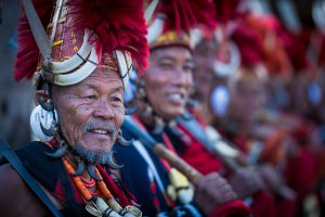 Portrait of Konyak tribe man Hornbill Festival Nagaland