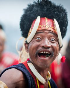 Portrait of Konyak tribe man Hornbill Festival Nagaland