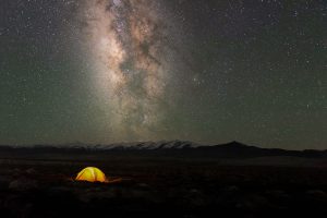 Camping in Himalayas at night