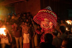 Theyyam performance with fire
